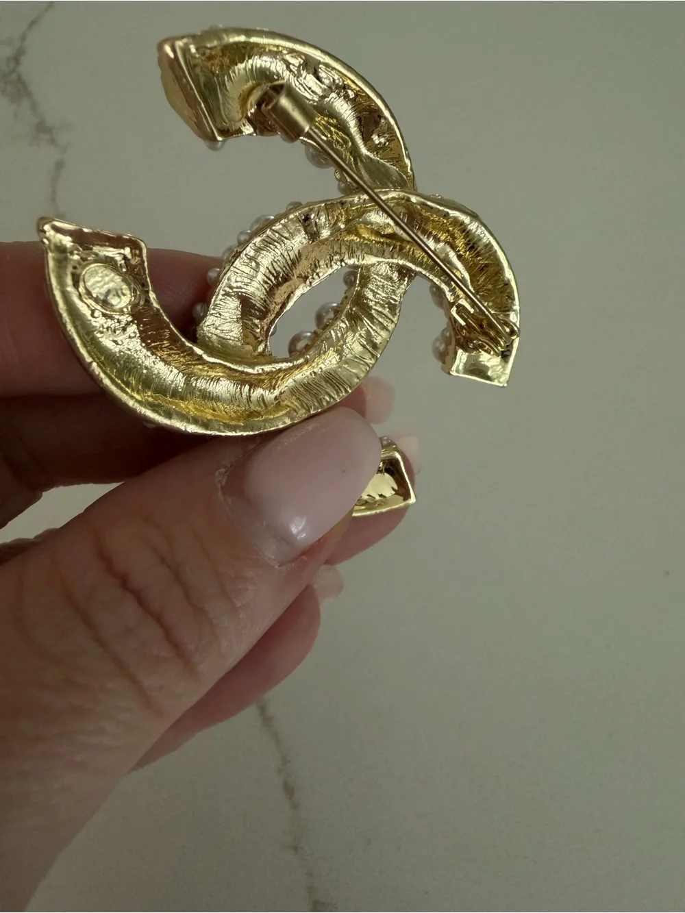Gold-Tone Pearl Brooch